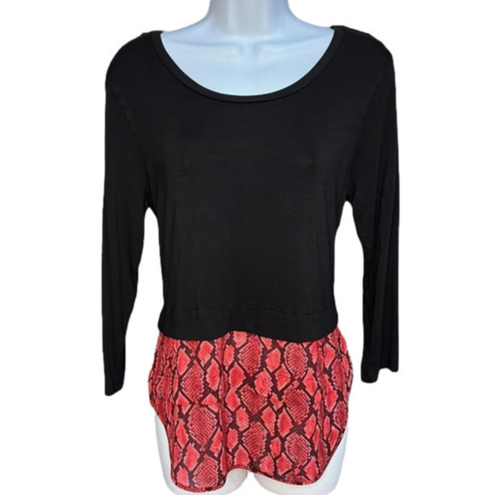 Michael Kors Layered Tunic Snakeskin Black Red Small